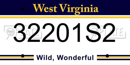 32201S2 West Virginia License Plate