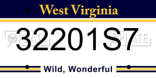 32201S7 West Virginia License Plate