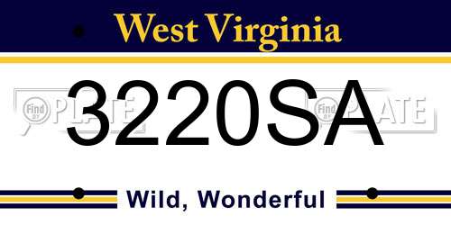 3220SA West Virginia License Plate