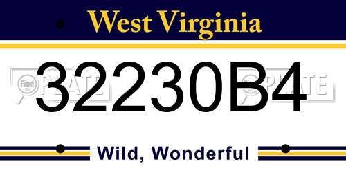 32230B4 West Virginia License Plate