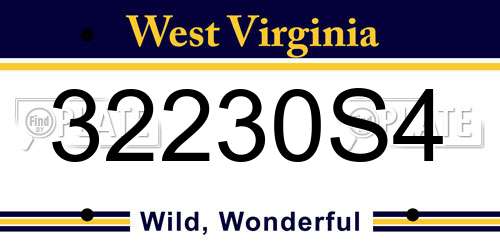 32230S4 West Virginia License Plate