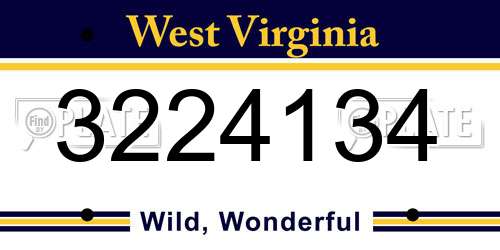 3224134 West Virginia License Plate