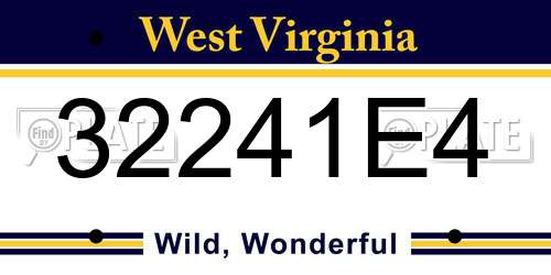 32241E4 West Virginia License Plate