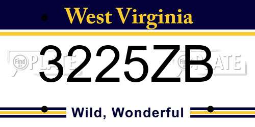 3225ZB West Virginia License Plate