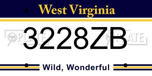 3228ZB West Virginia License Plate