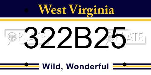 322B25 West Virginia License Plate