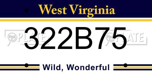322B75 West Virginia License Plate
