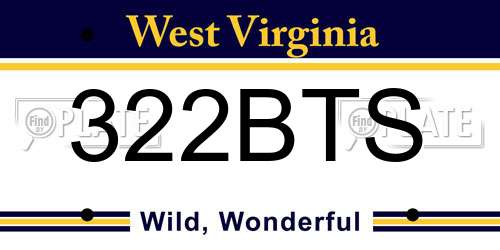 322BTS West Virginia License Plate