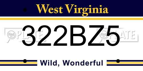 322BZ5 West Virginia License Plate