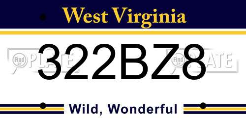 322BZ8 West Virginia License Plate