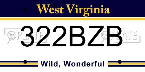 322BZB West Virginia License Plate