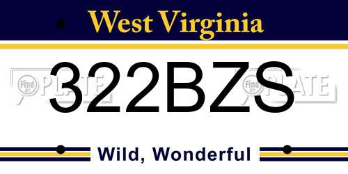 322BZS West Virginia License Plate