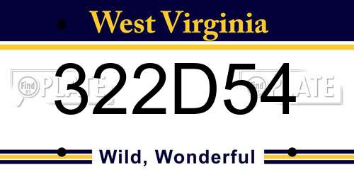 322D54 West Virginia License Plate