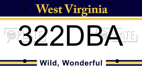 322DBA West Virginia License Plate