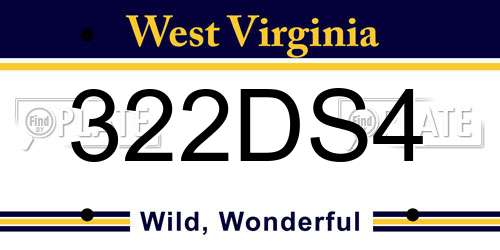322DS4 West Virginia License Plate