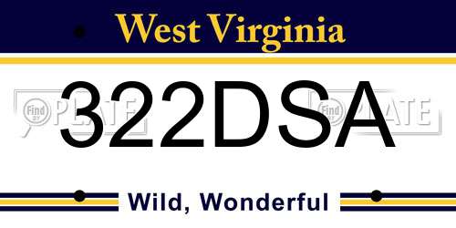 322DSA West Virginia License Plate