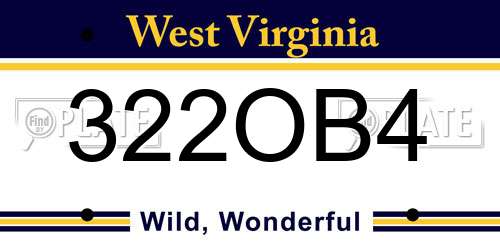 322OB4 West Virginia License Plate