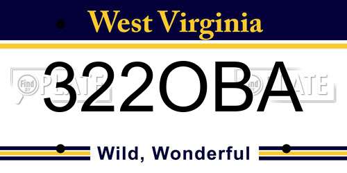 322OBA West Virginia License Plate