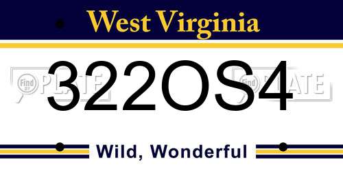 322OS4 West Virginia License Plate