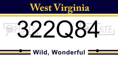 322Q84 West Virginia License Plate