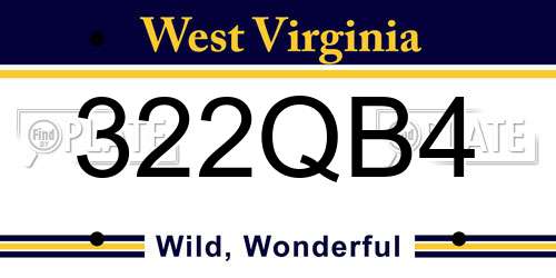 322QB4 West Virginia License Plate