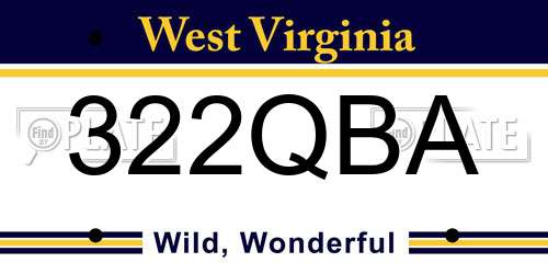 322QBA West Virginia License Plate