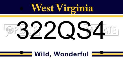 322QS4 West Virginia License Plate