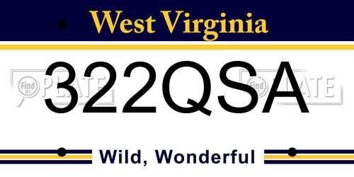 322QSA West Virginia License Plate