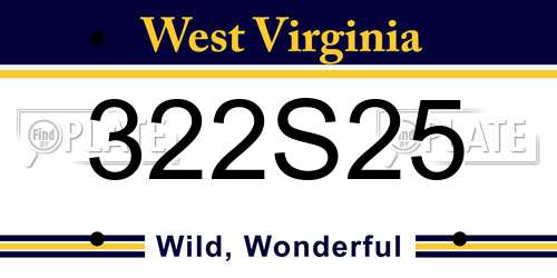 322S25 West Virginia License Plate