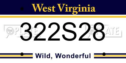 322S28 West Virginia License Plate