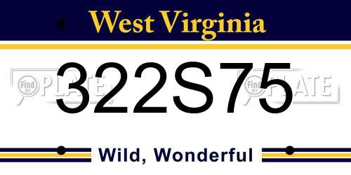 322S75 West Virginia License Plate