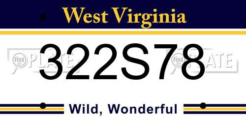 322S78 West Virginia License Plate