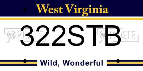 322STB West Virginia License Plate