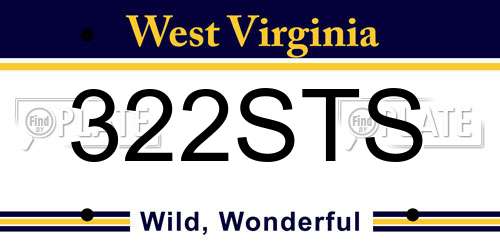322STS West Virginia License Plate