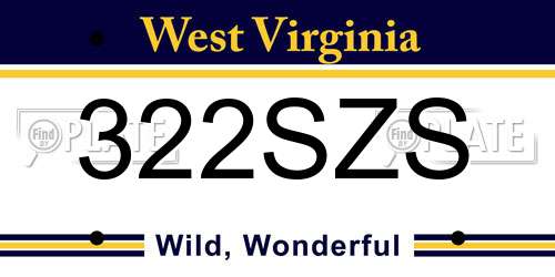 322SZS West Virginia License Plate