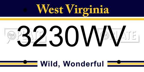 3230WV West Virginia License Plate