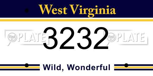3232 West Virginia License Plate