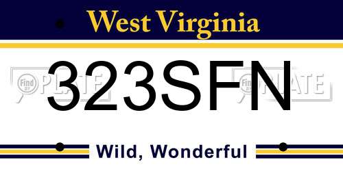 323SFN West Virginia License Plate