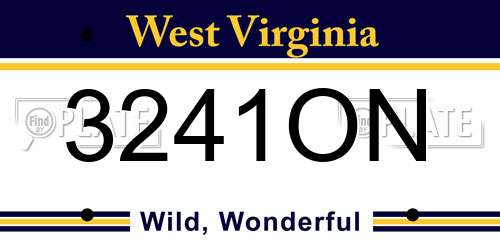 3241ON West Virginia License Plate