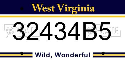 32434B5 West Virginia License Plate