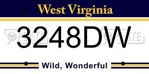 3248DW West Virginia License Plate