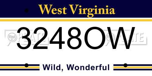 3248OW West Virginia License Plate