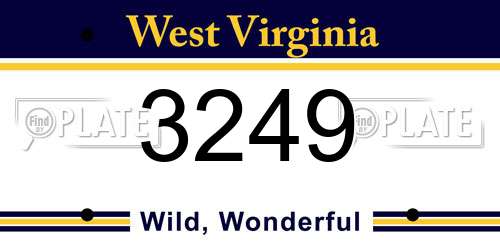 3249 West Virginia License Plate