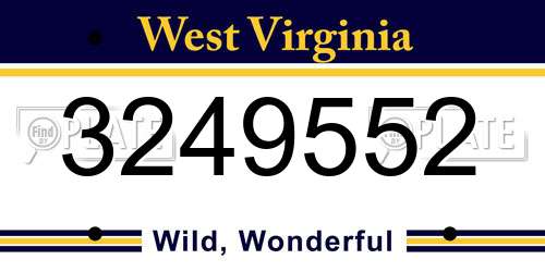 3249552 West Virginia License Plate
