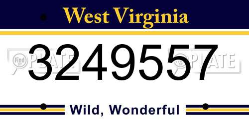 3249557 West Virginia License Plate