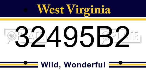 32495B2 West Virginia License Plate