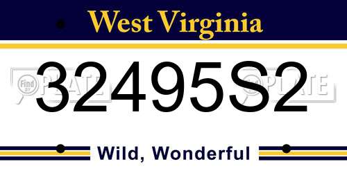 32495S2 West Virginia License Plate