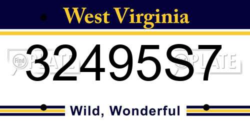 32495S7 West Virginia License Plate