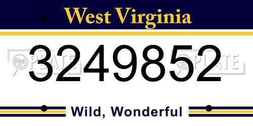3249852 West Virginia License Plate