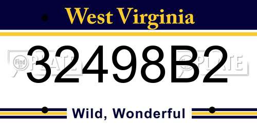 32498B2 West Virginia License Plate